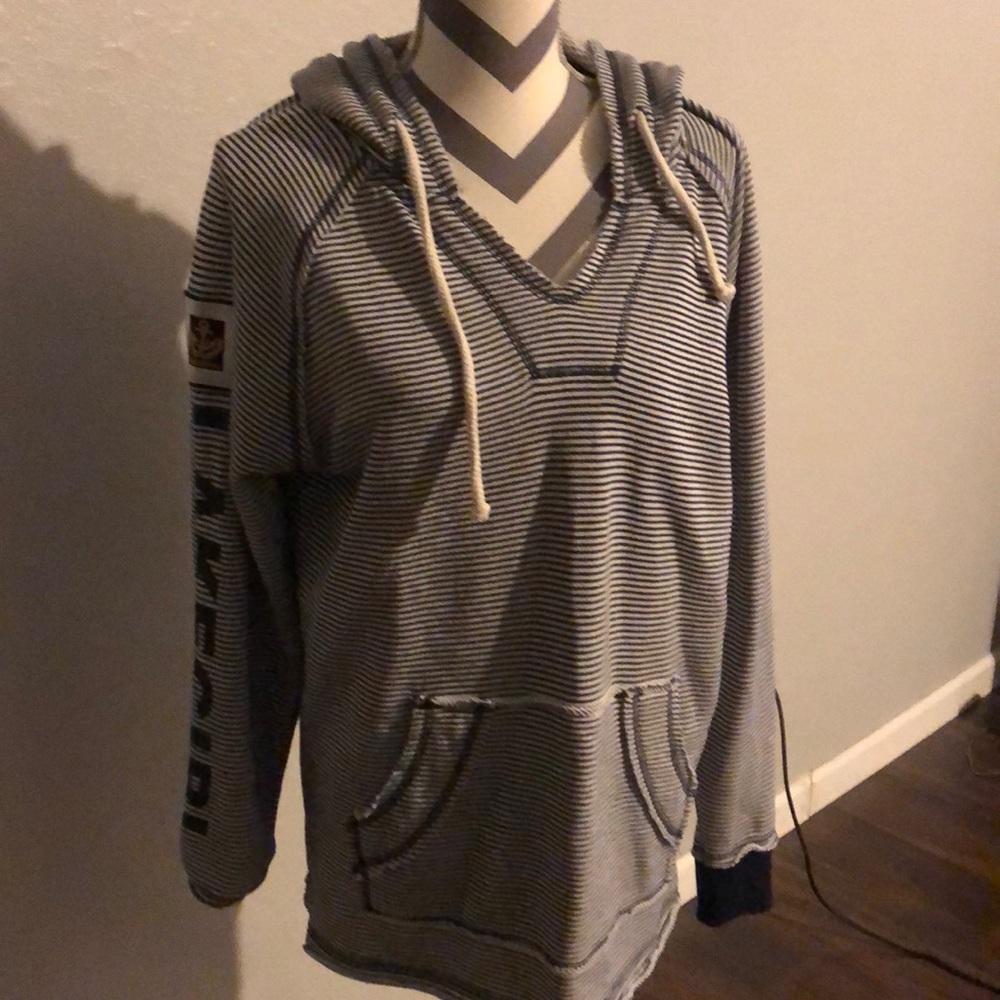 Lakegirl Weekender Navy Pinstripe Hoodie Sweatshir
